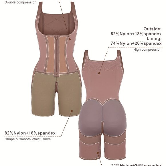 2 in 1 Adjust Hooks Abdomen Trimmer Control Shapewear Bodysuit High Compression - Picture 8 of 9